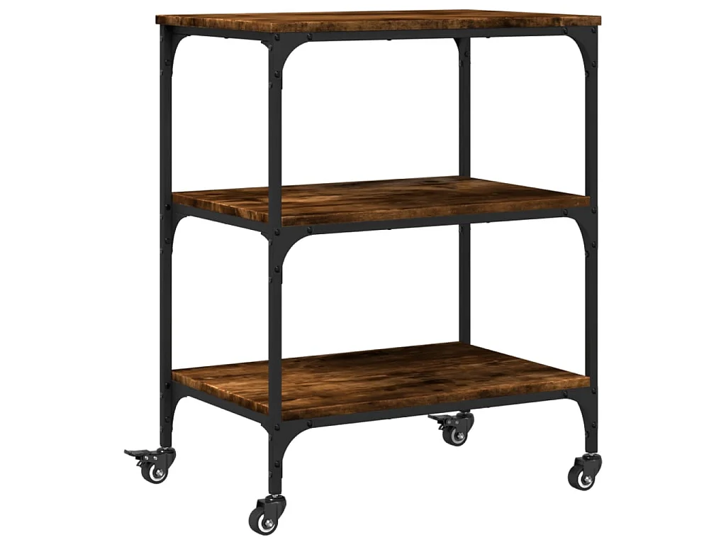 Carrello da Cucina Rovere Fumo 60x41x76 cm in Legno Multistrato
