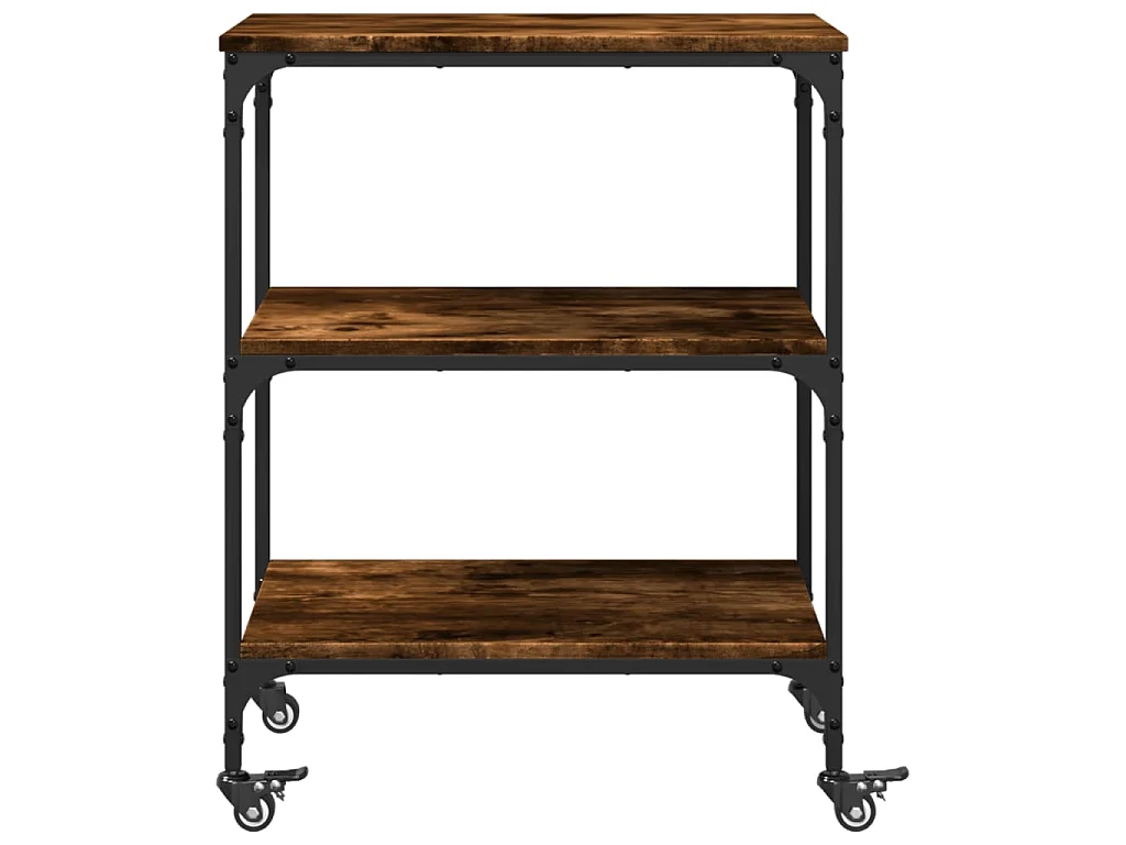 Carrello da Cucina Rovere Fumo 60x41x76 cm in Legno Multistrato