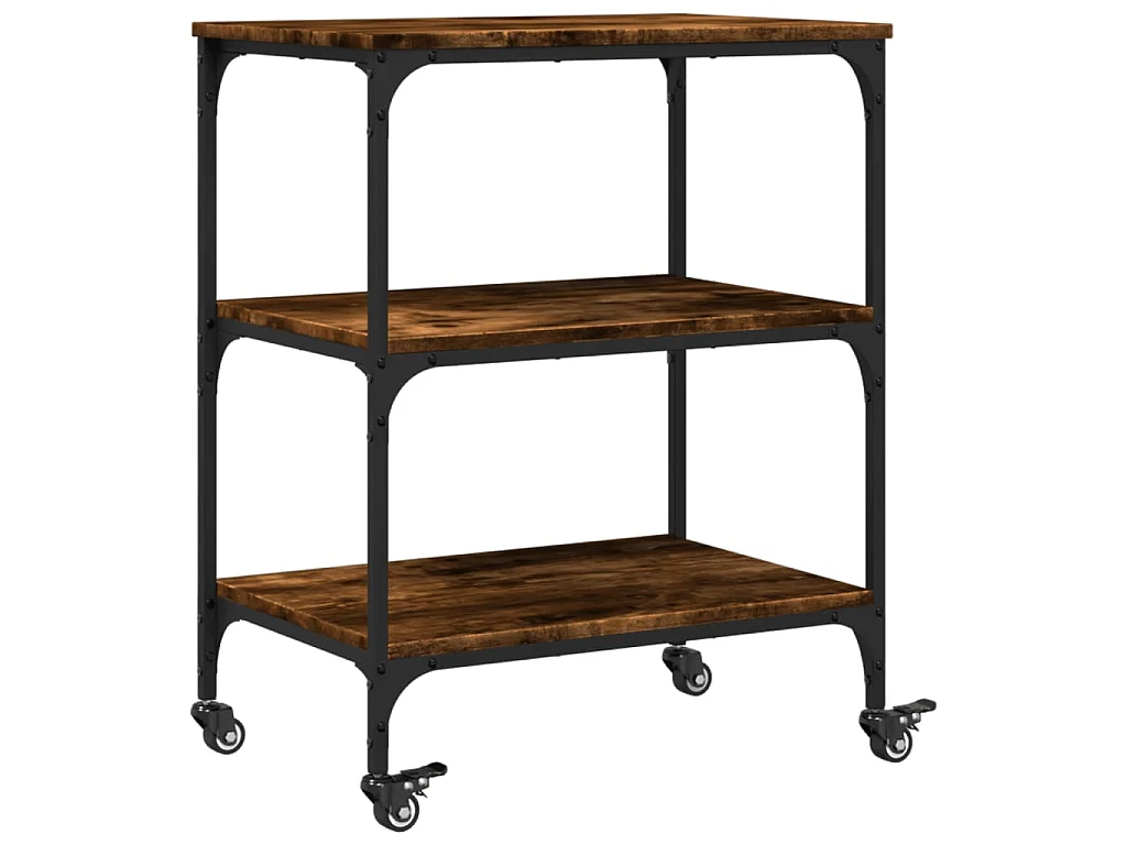 Carrello da Cucina Rovere Fumo 60x41x76 cm in Legno Multistrato