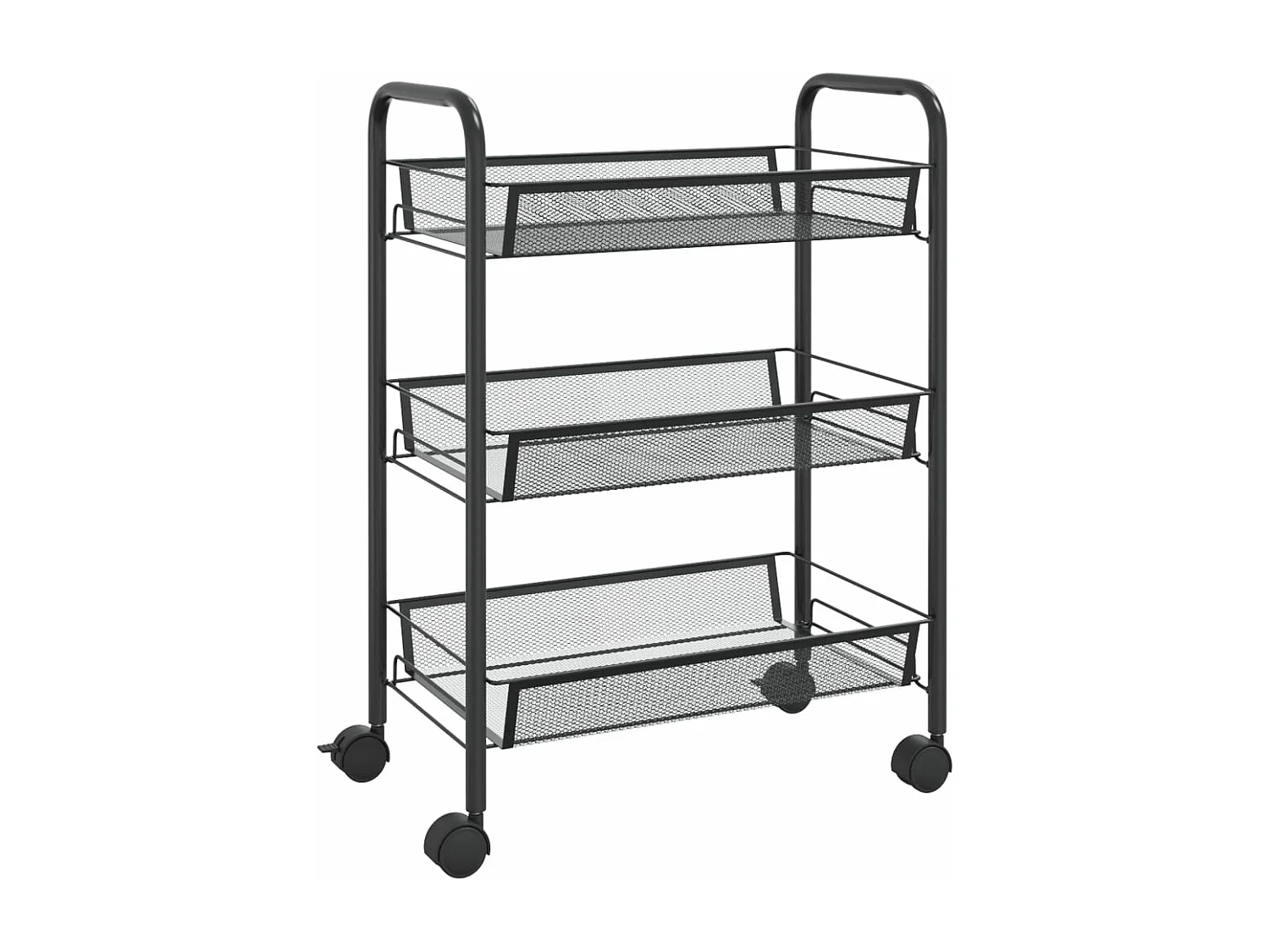 Chariot de cuisine à 3 niveaux Noir 46x26x64 cm Fer