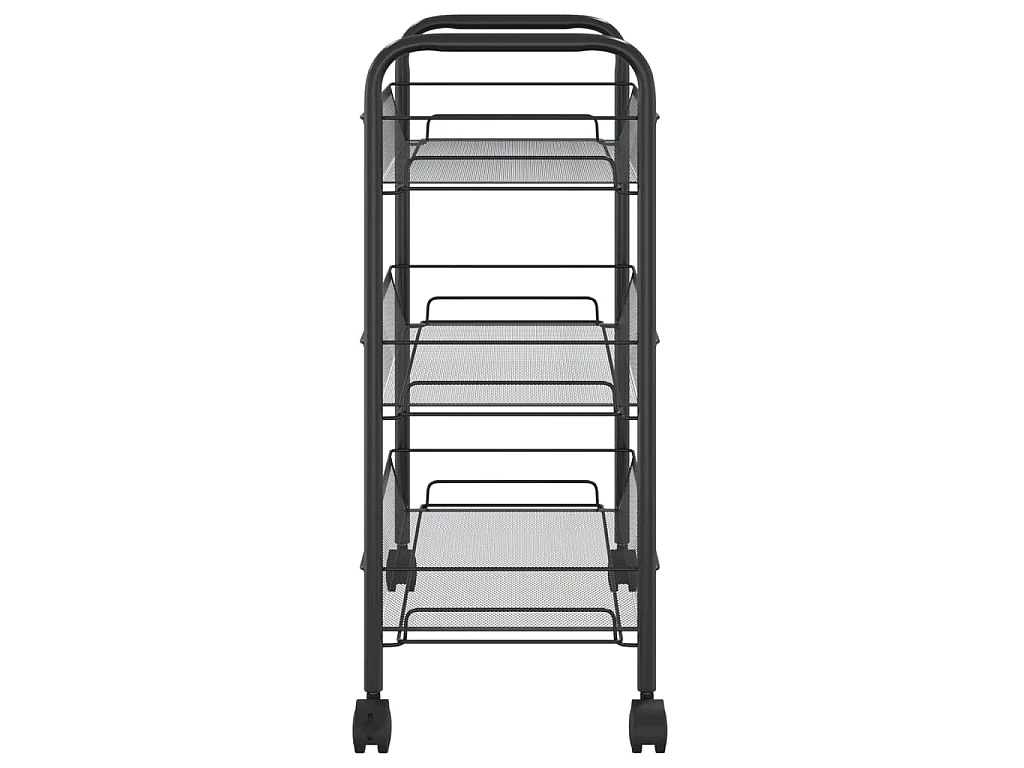 Chariot de cuisine à 3 niveaux Noir 46x26x64 cm Fer