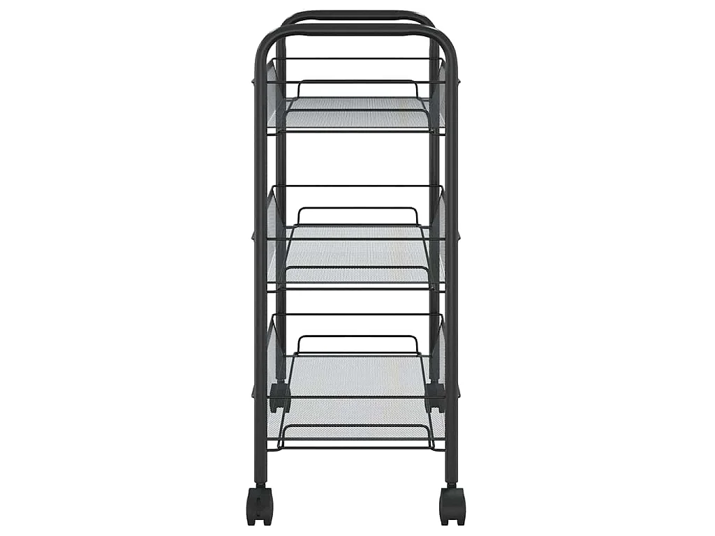 Küchenwagen 3 Etagen Schwarz 46x26x64 cm Eisen