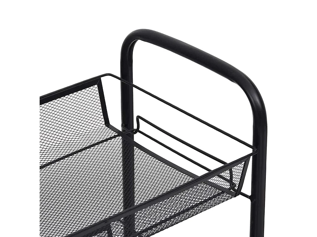 Küchenwagen 3 Etagen Schwarz 46x26x64 cm Eisen