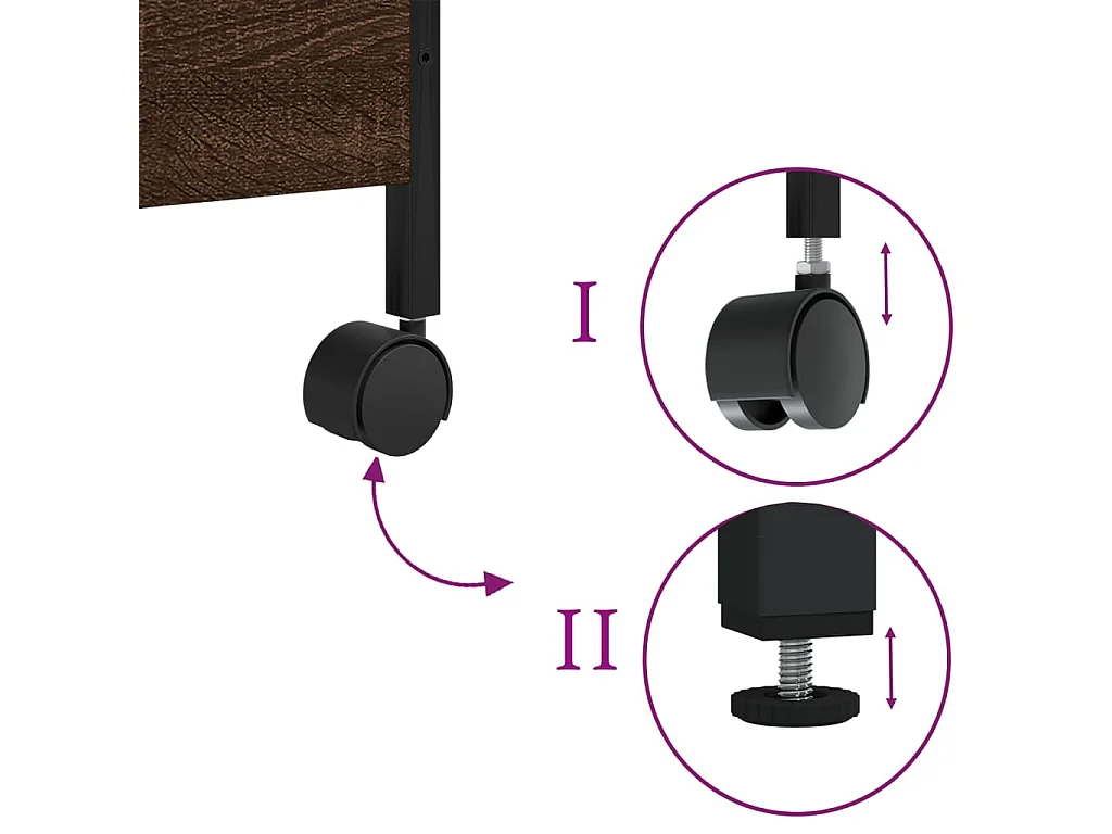 Chariot de cuisine chêne marron 50x30x70 cm bois d'ingénierie