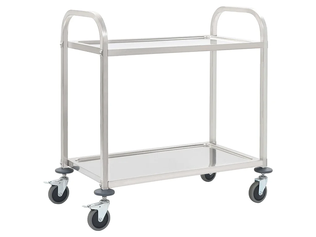 Carrinho de cozinha de 2 níveis 95x45x83,5 cm aço inoxidável