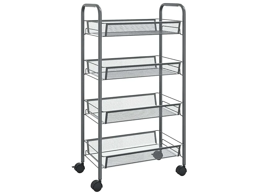 Chariot de cuisine à 4 niveaux Gris 46x26x85 cm Fer
