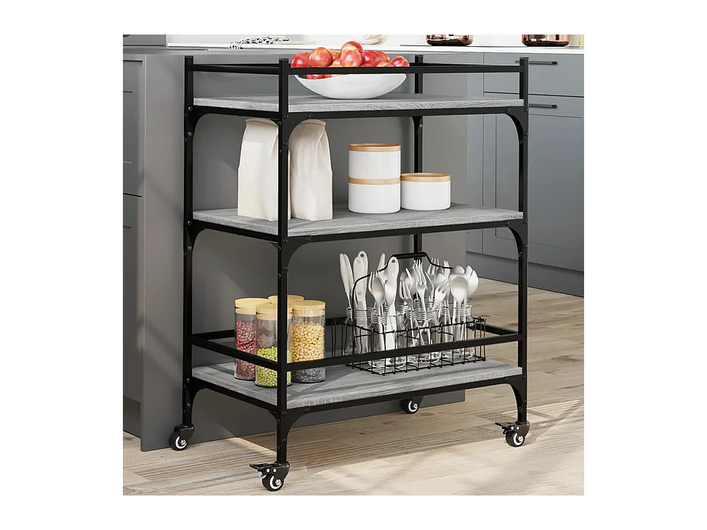 Chariot de cuisine sonoma gris 65x40x86,5 cm bois d'ingénierie