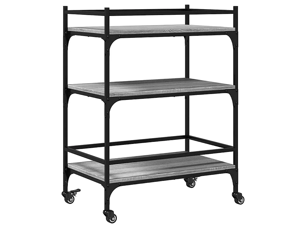 Chariot de cuisine sonoma gris 65x40x86,5 cm bois d'ingénierie