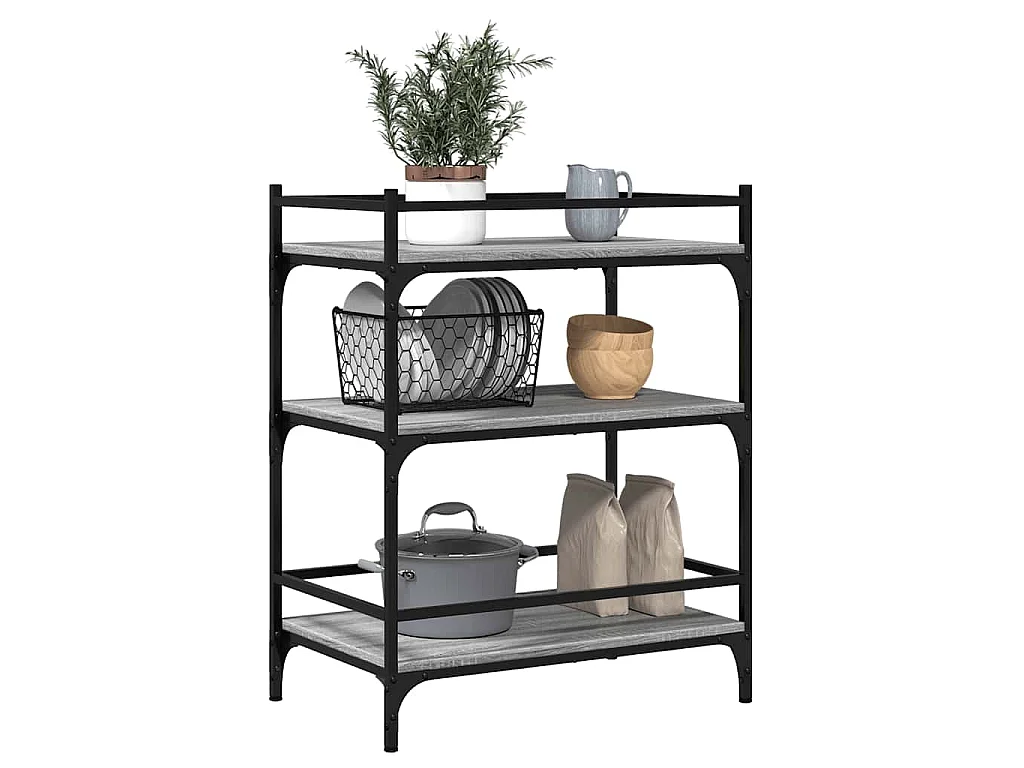 Chariot de cuisine sonoma gris 65x40x86,5 cm bois d'ingénierie