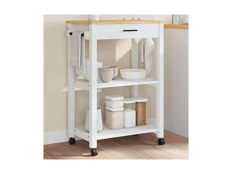 Chariot de cuisine MONZA 60x40x88,5 cm bois massif de pin