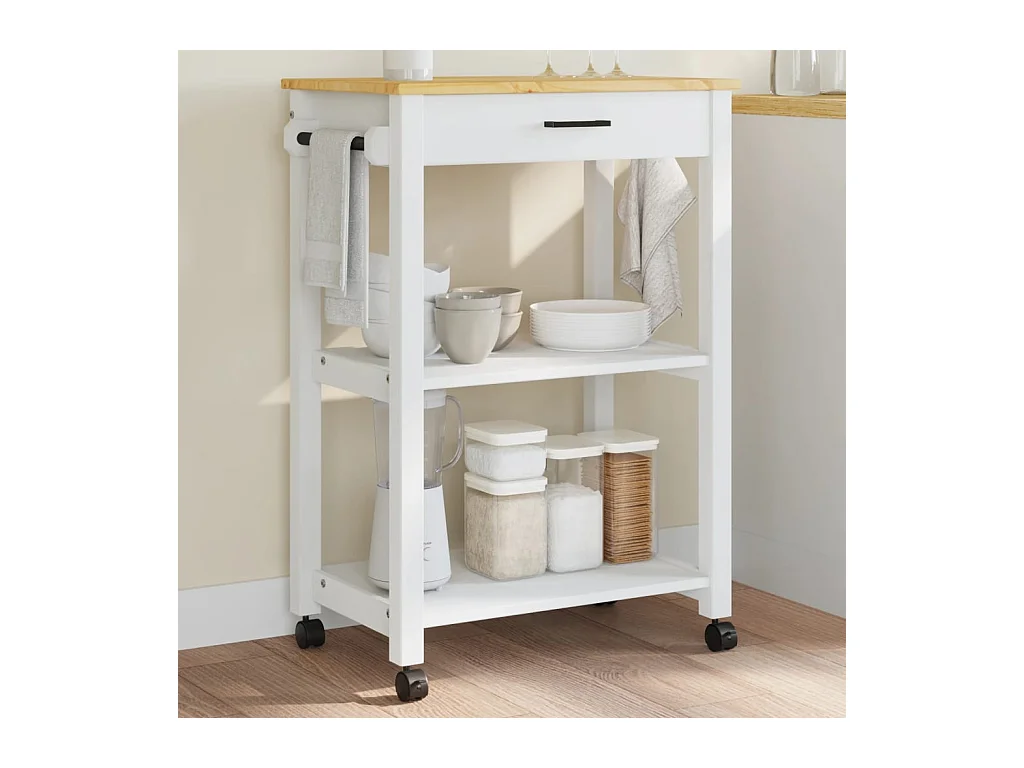 Chariot de cuisine MONZA 60x40x90 cm bois massif de pin