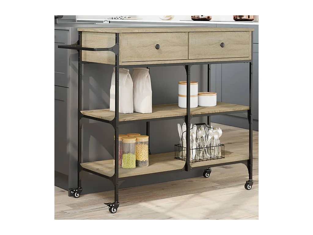 Chariot de cuisine chêne sonoma 105x42x95 cm bois d'ingénierie