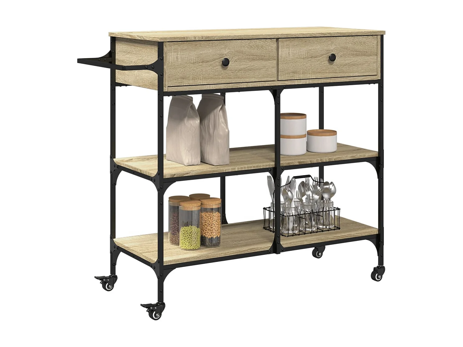 Chariot de cuisine chêne sonoma 105x42x95 cm bois d'ingénierie