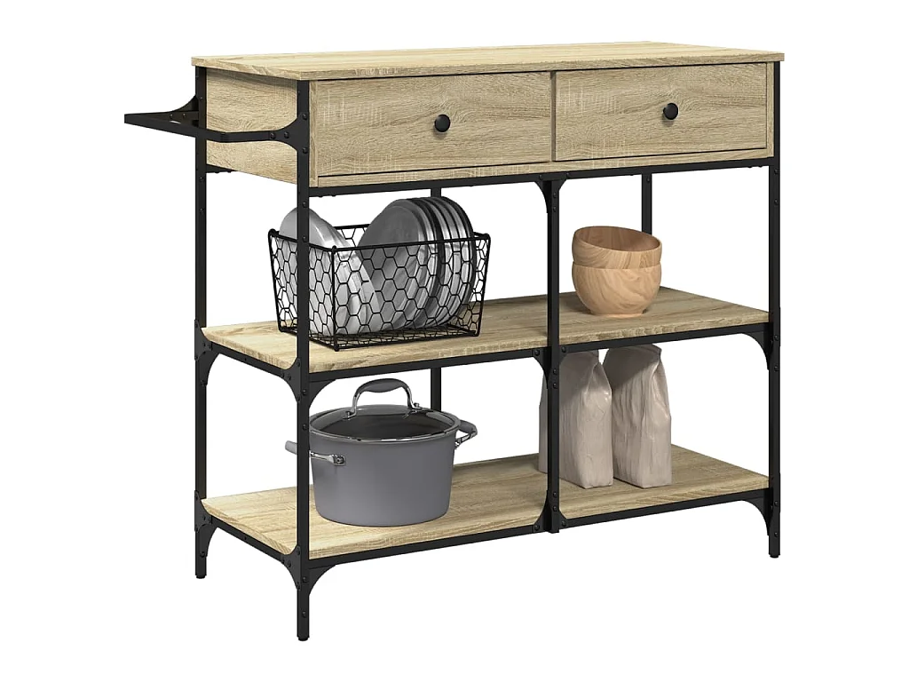 Chariot de cuisine chêne sonoma 105x42x95 cm bois d'ingénierie