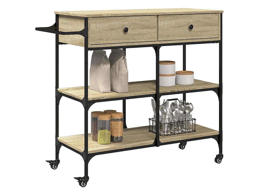Chariot de cuisine chêne sonoma 105x42x95 cm bois d'ingénierie