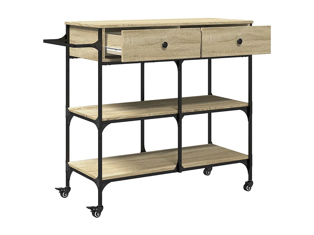 Chariot de cuisine chêne sonoma 105x42x95 cm bois d'ingénierie