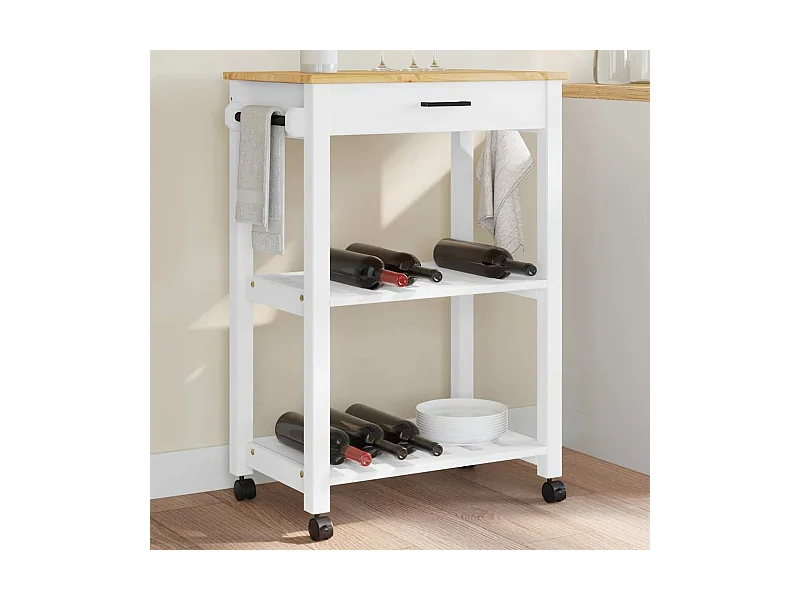 Chariot de cuisine MONZA 60x40x88,5 cm bois massif de pin