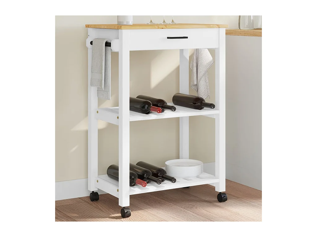 Carrello da Cucina MONZA 60x40x90 cm in Legno Massello di Pino