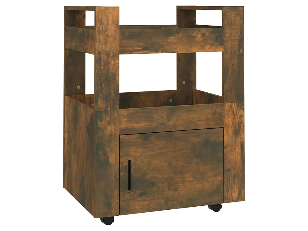 Chariot de cuisine Chêne fumé 60x45x80 cm Bois d'ingénierie