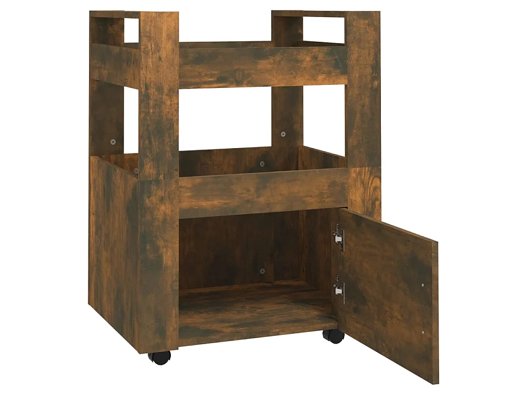 Chariot de cuisine Chêne fumé 60x45x80 cm Bois d'ingénierie