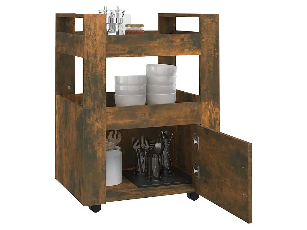 Küchenwagen Räuchereiche 60x45x80 cm Holzwerkstoff