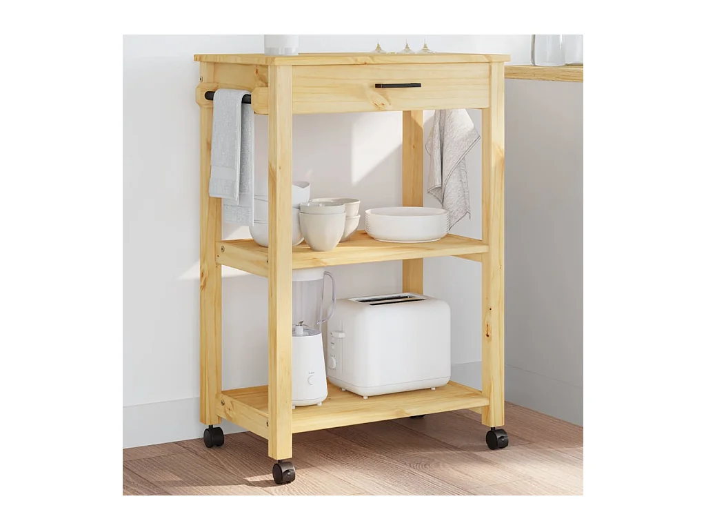 Chariot de cuisine MONZA 60x40x90 cm bois massif de pin