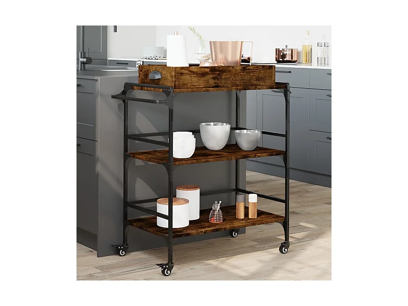Carrinho cozinha 81,5x41x92,5 cm deriv. madeira carvalho fumado