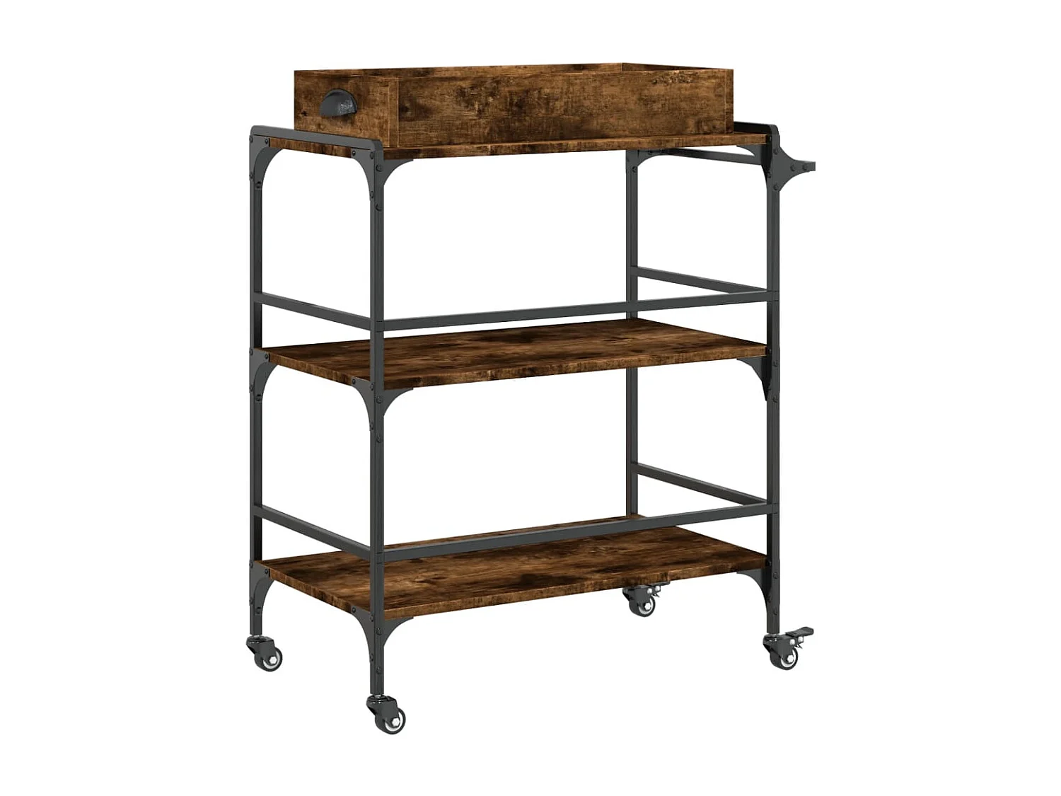 Chariot de cuisine chêne fumé 81,5x41x92,5 cm bois d'ingénierie