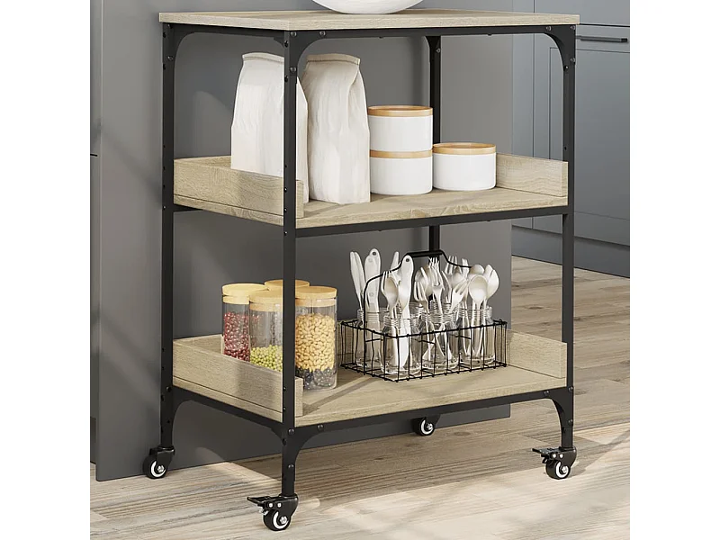 Carrito de cocina madera ingeniería roble Sonoma 60x41x80,5 cm