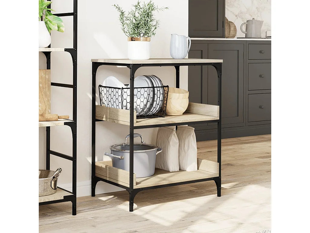 Carrello da Cucina Rovere Sonoma 60x41x80,5cm Legno Multistrato