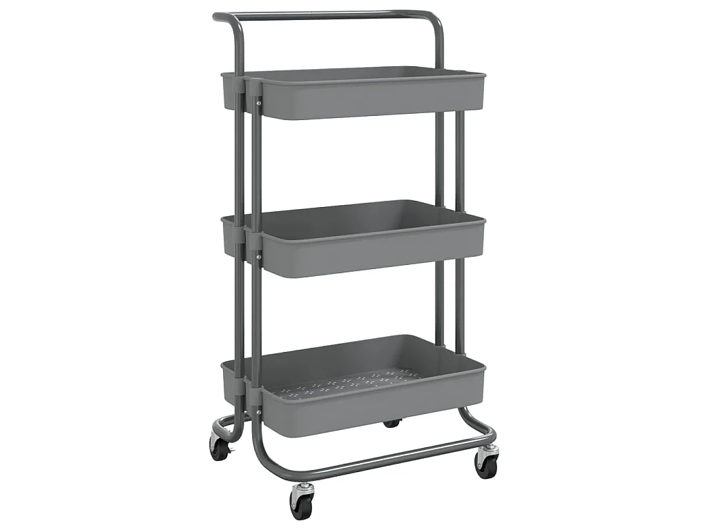 Chariot de cuisine 3 niveaux Gris 42x35x85 cm Fer et ABS
