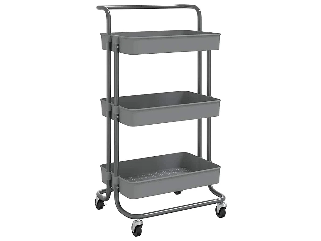 Küchenwagen 3 Etagen Grau 42x35x85 cm Eisen und ABS