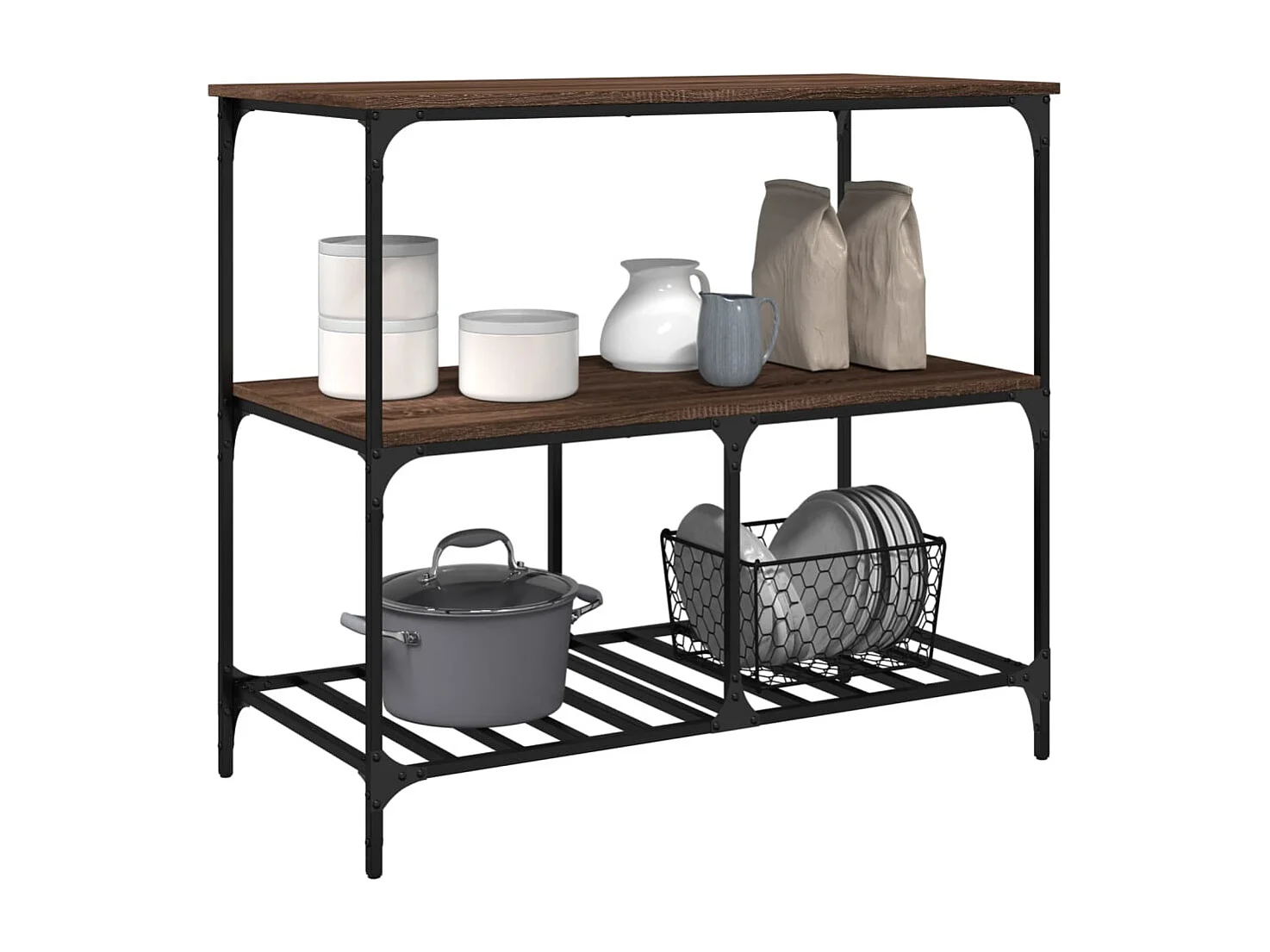 Chariot de cuisine chêne marron 100x50x95 cm bois d'ingénierie