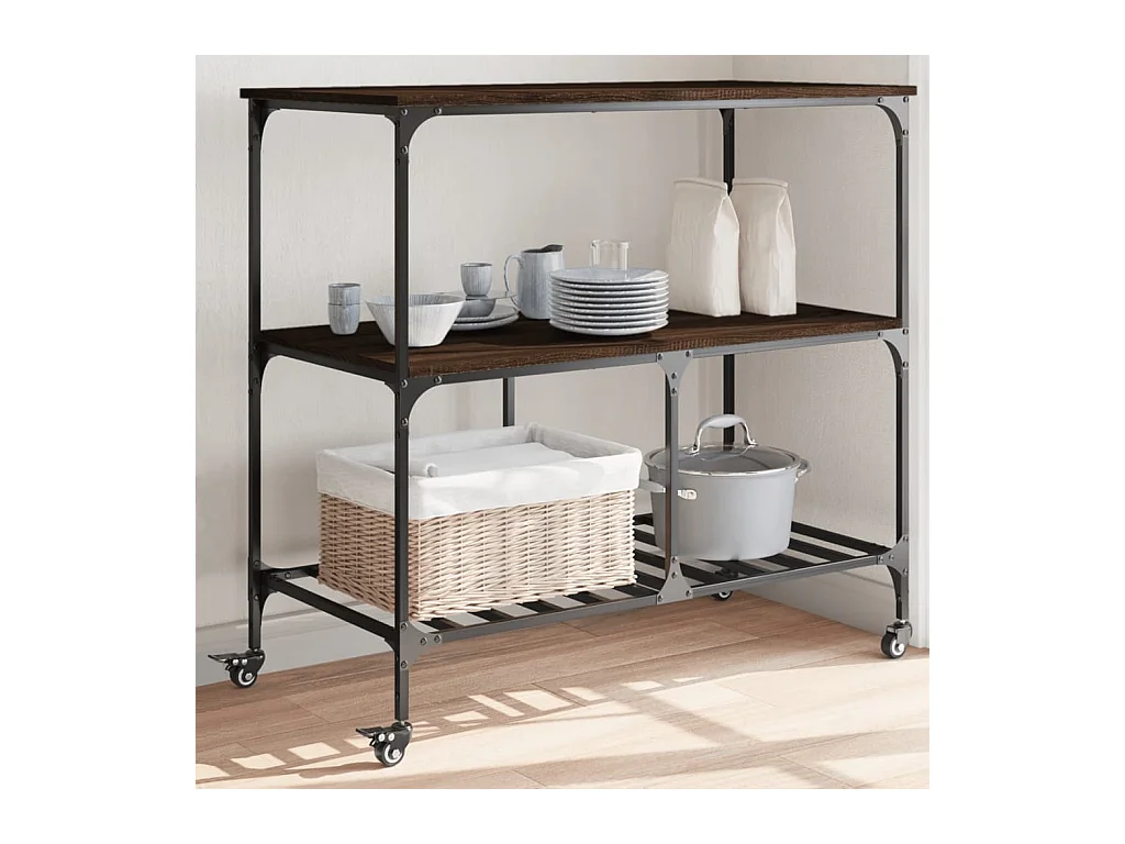 Chariot de cuisine chêne marron 100x50x95 cm bois d'ingénierie