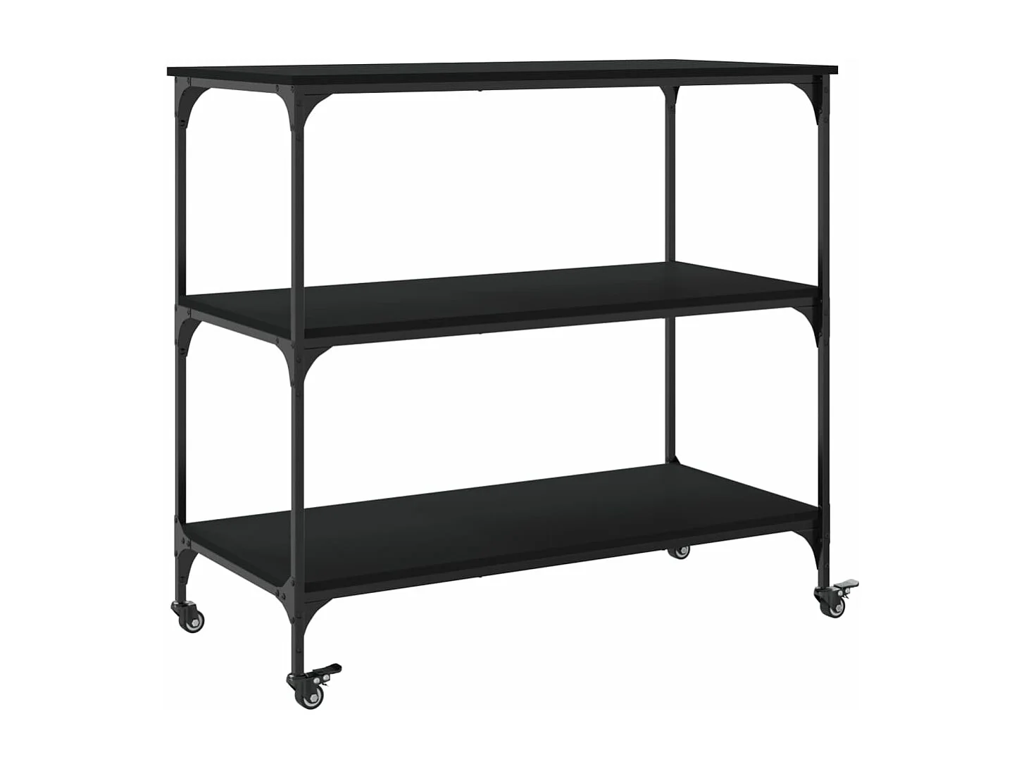 Chariot de cuisine noir 102x50x95 cm bois d'ingénierie