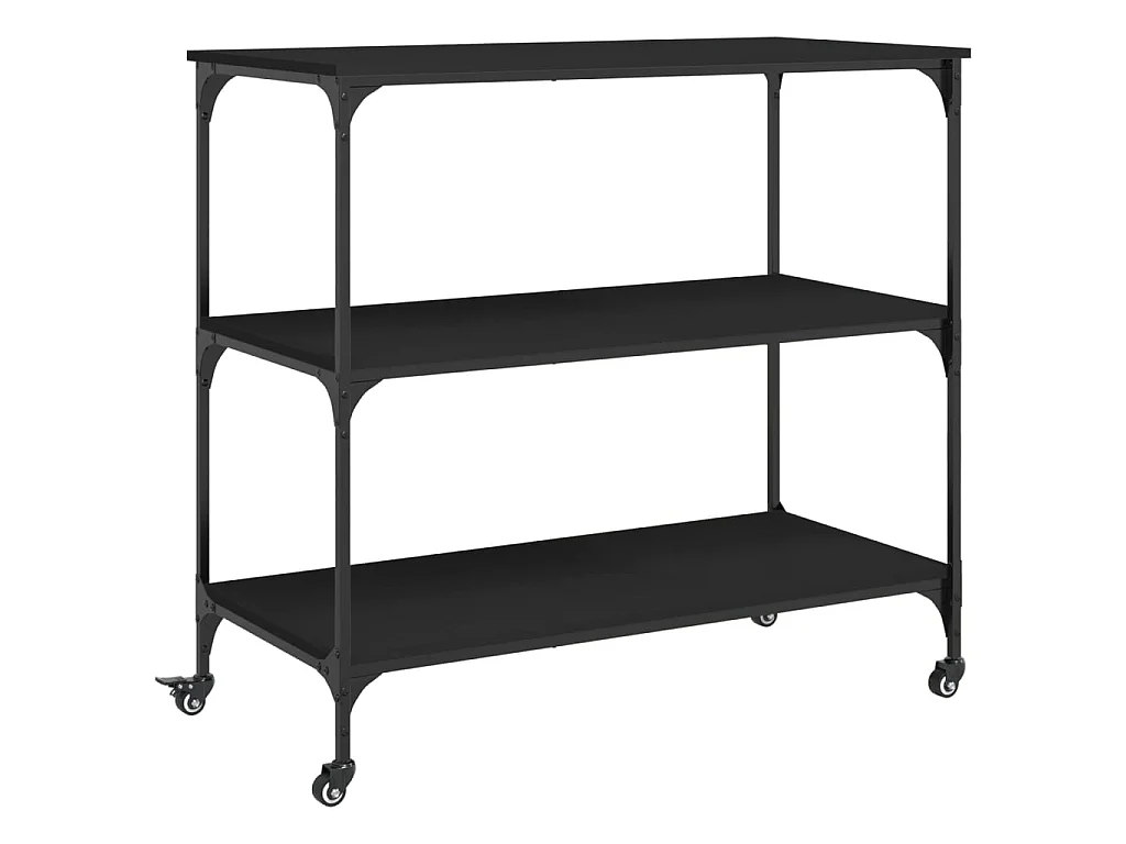 Carrito de cocina madera de ingeniería negro 102x50x95 cm