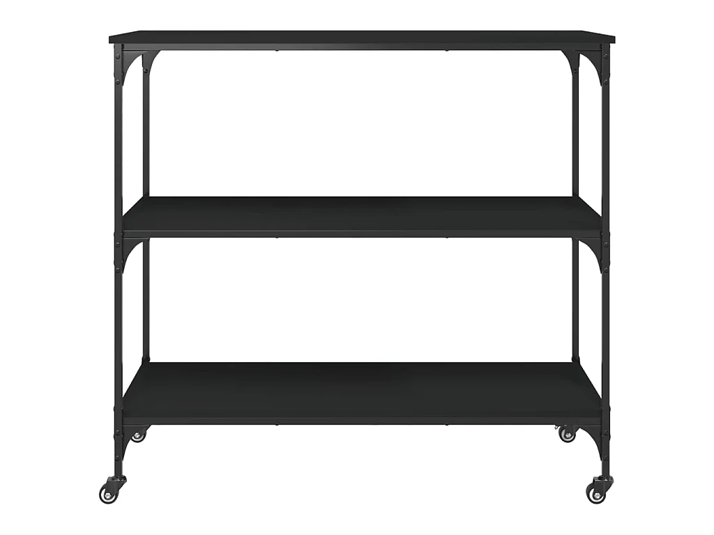Carrito de cocina madera de ingeniería negro 102x50x95 cm