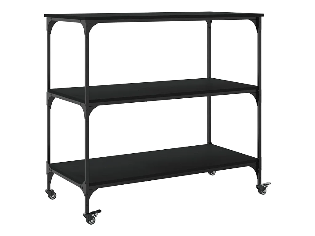 Carrito de cocina madera de ingeniería negro 102x50x95 cm