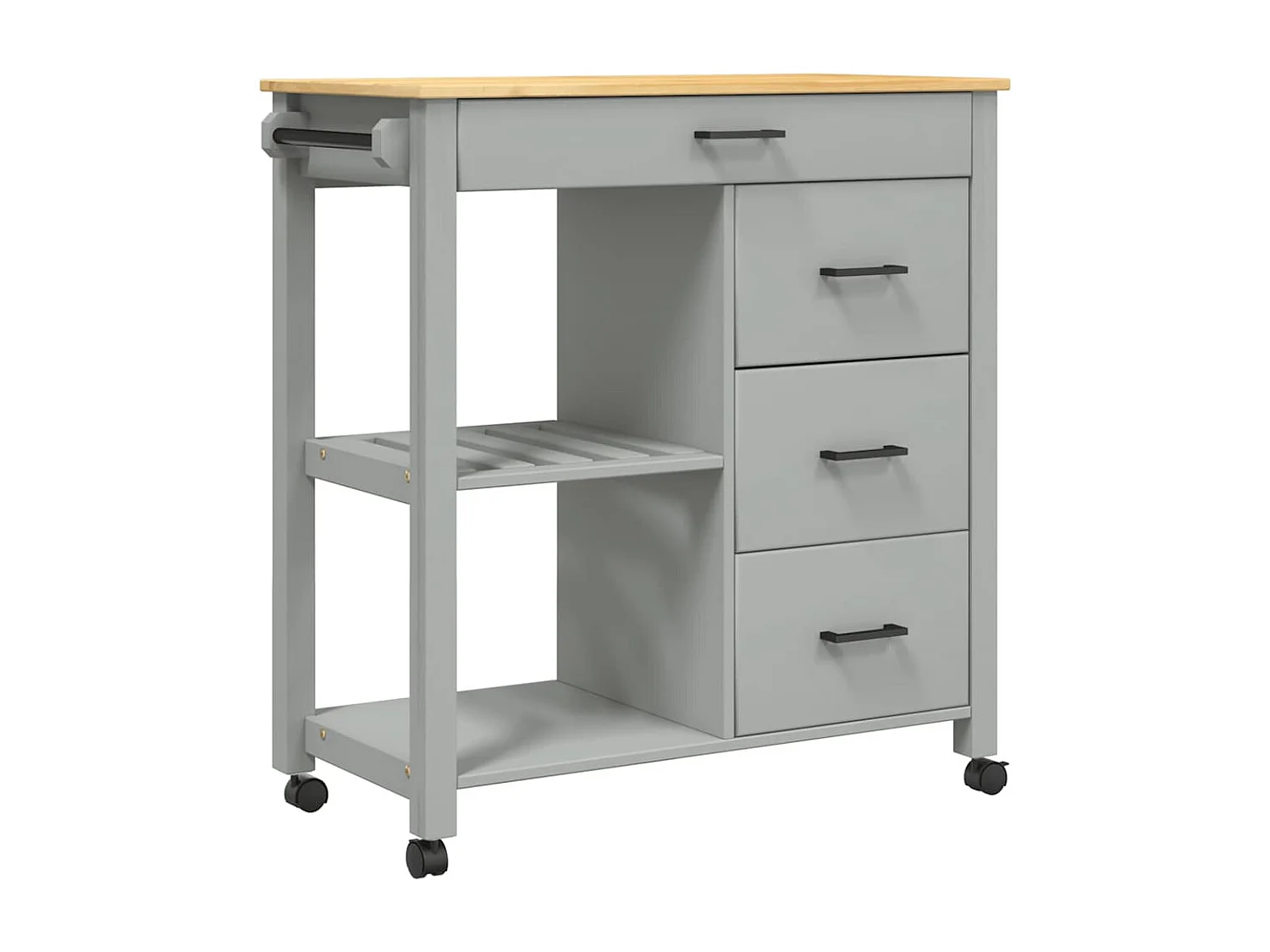 Chariot de cuisine MONZA 84x40x88,5 cm bois massif de pin