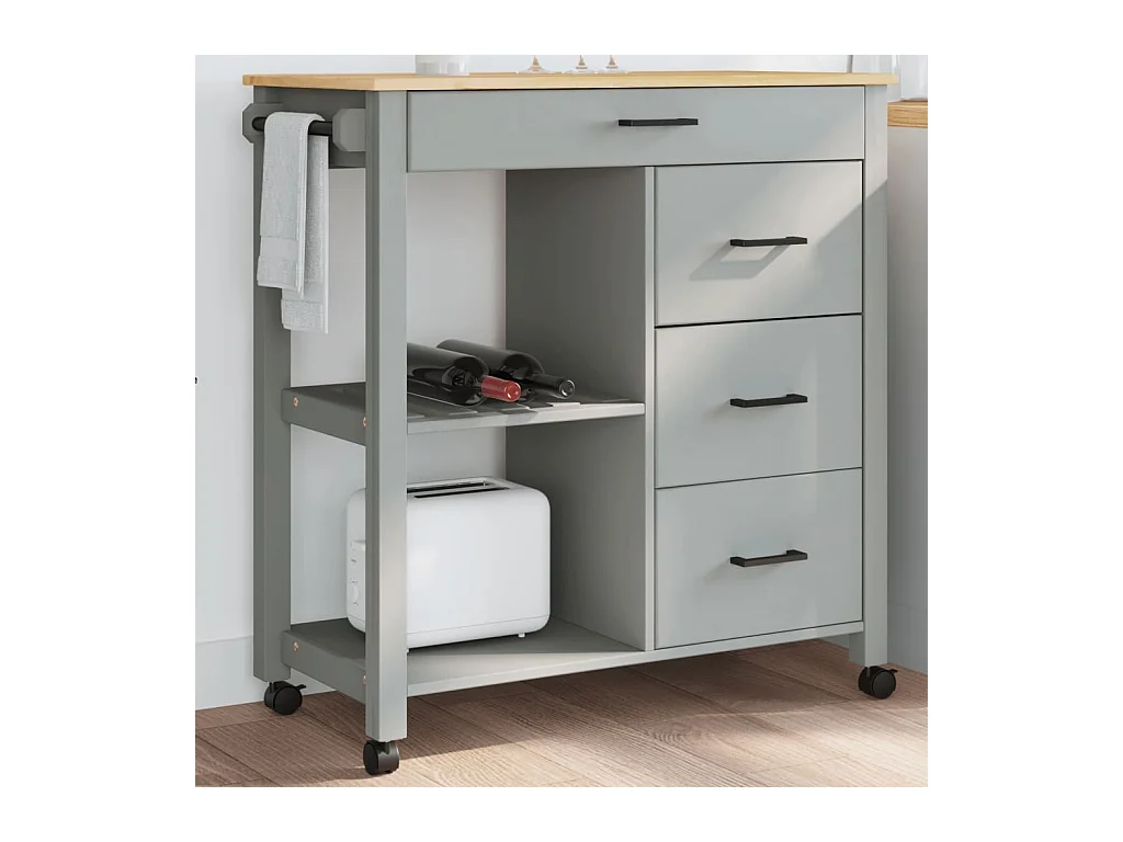 Keukentrolley MONZA 84x40x90 cm massief grenenhout