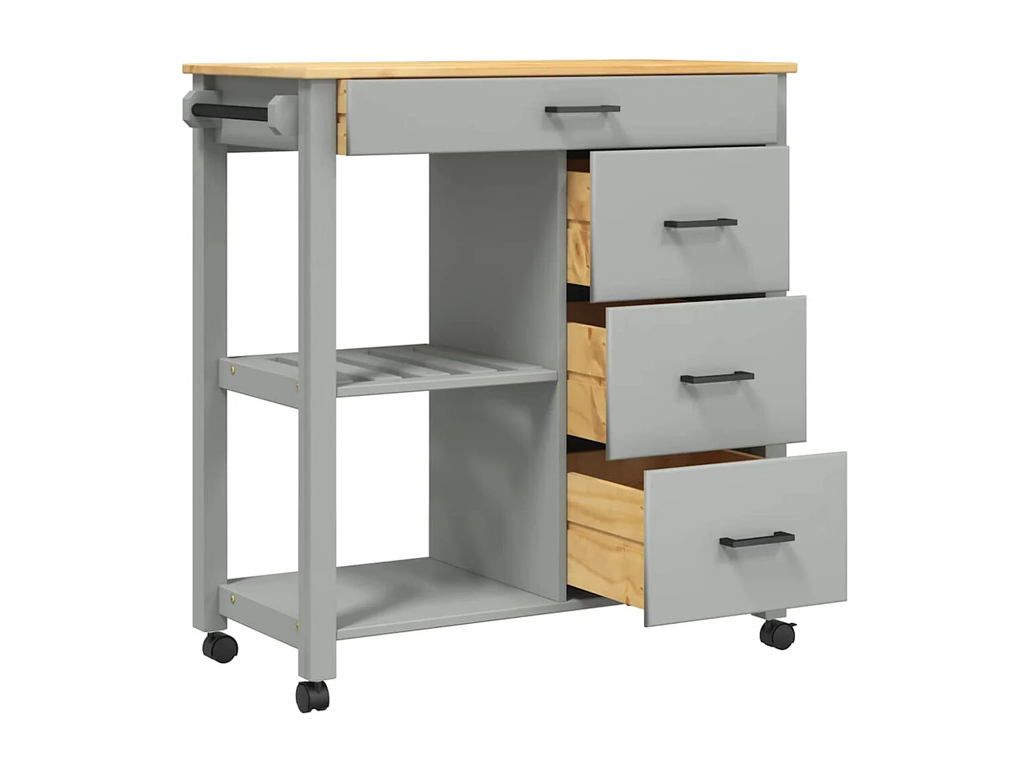 Carrito de cocina MONZA madera maciza de pino 84x40x88,5 cm