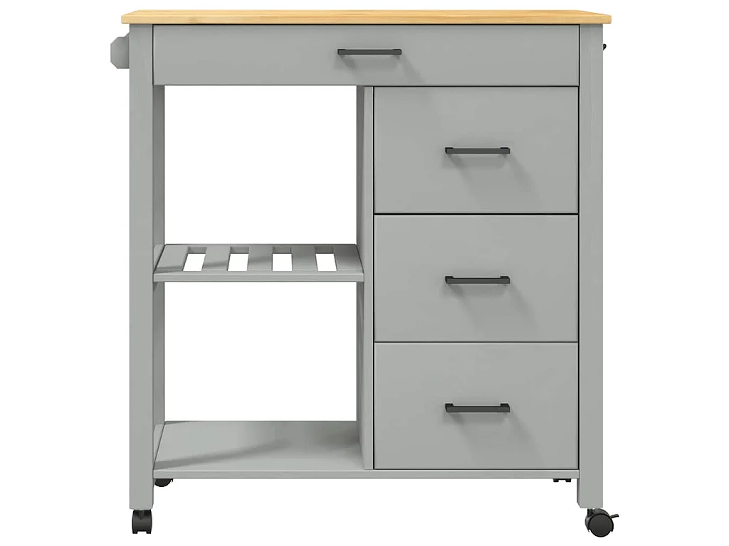 Chariot de cuisine MONZA 84x40x88,5 cm gris bois massif de pin