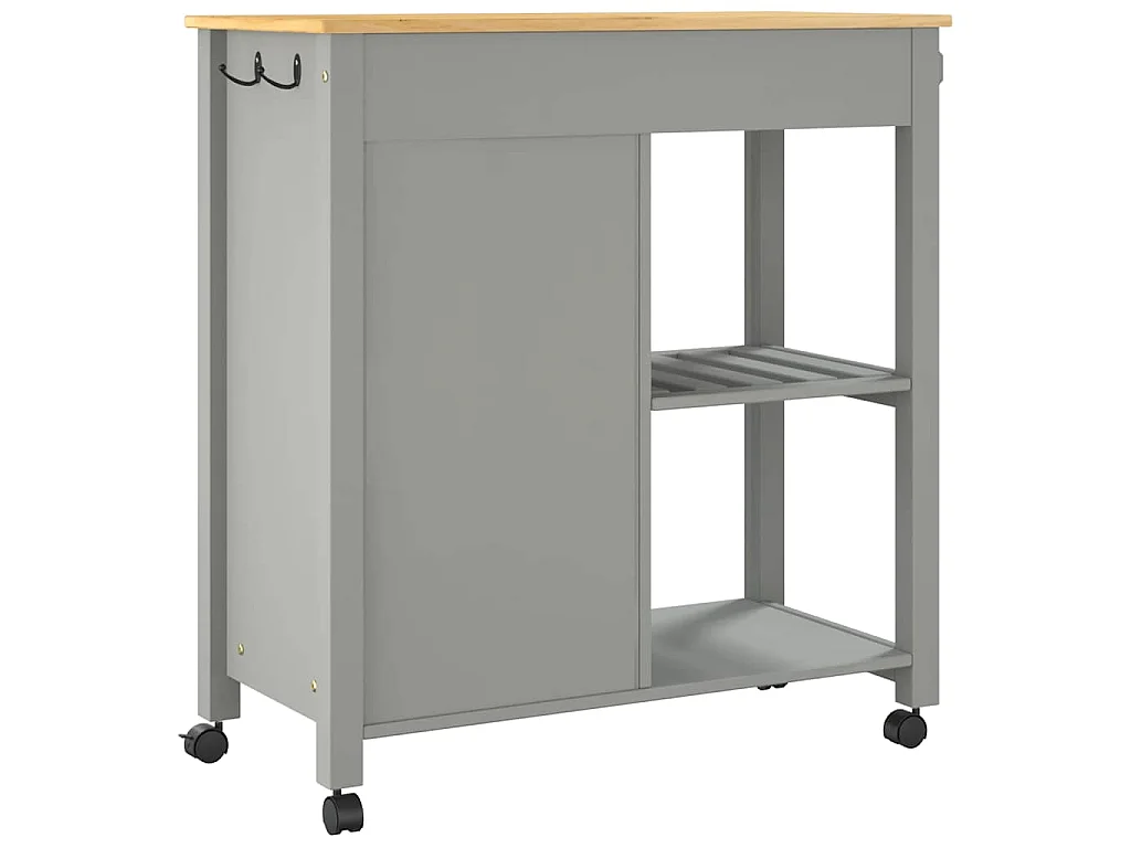 Chariot de cuisine MONZA 84x40x88,5 cm gris bois massif de pin