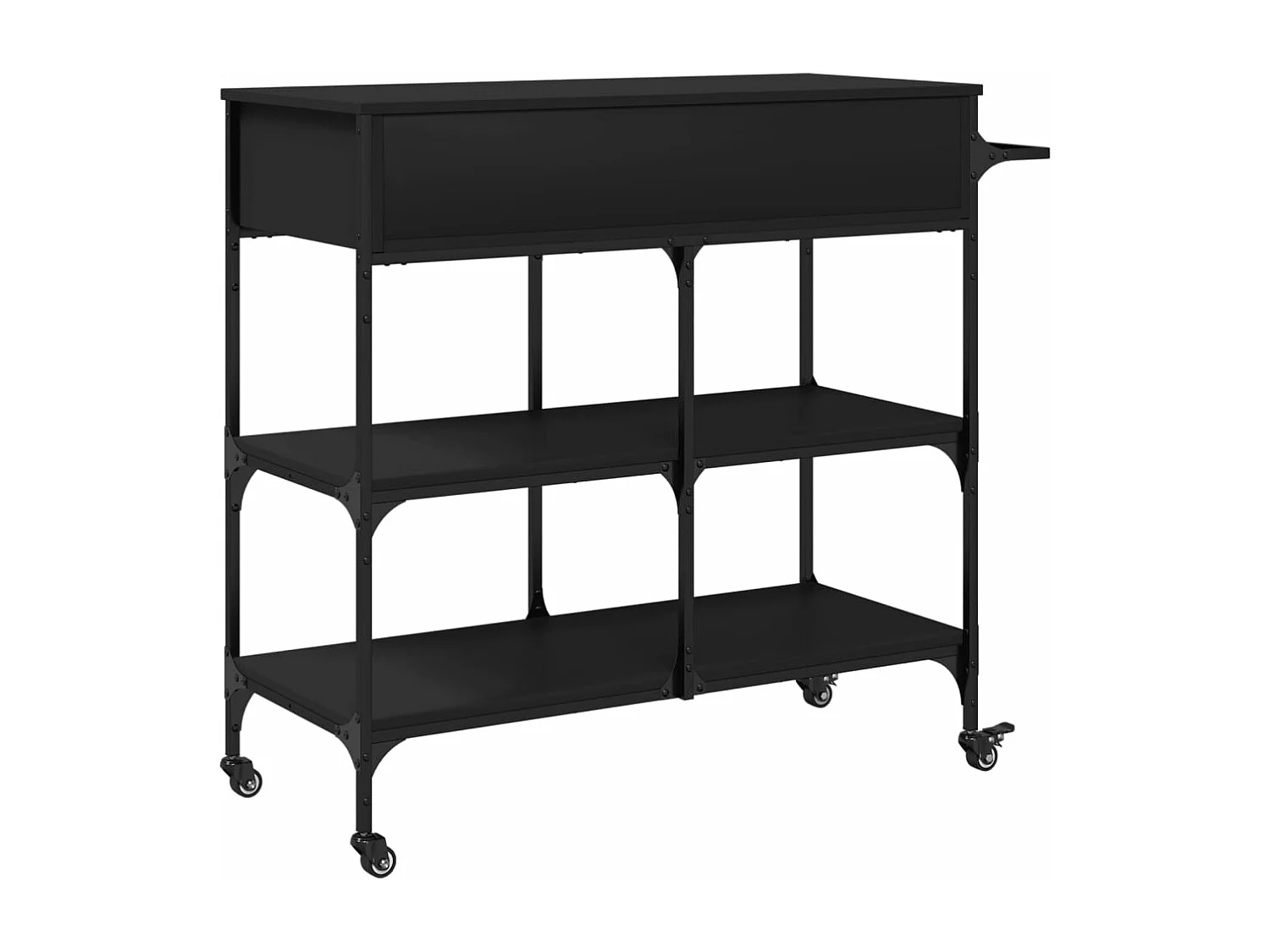 Chariot de cuisine noir 105x42x95 cm bois d'ingénierie