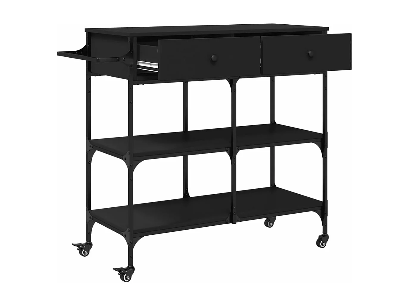 Chariot de cuisine noir 105x42x95 cm bois d'ingénierie