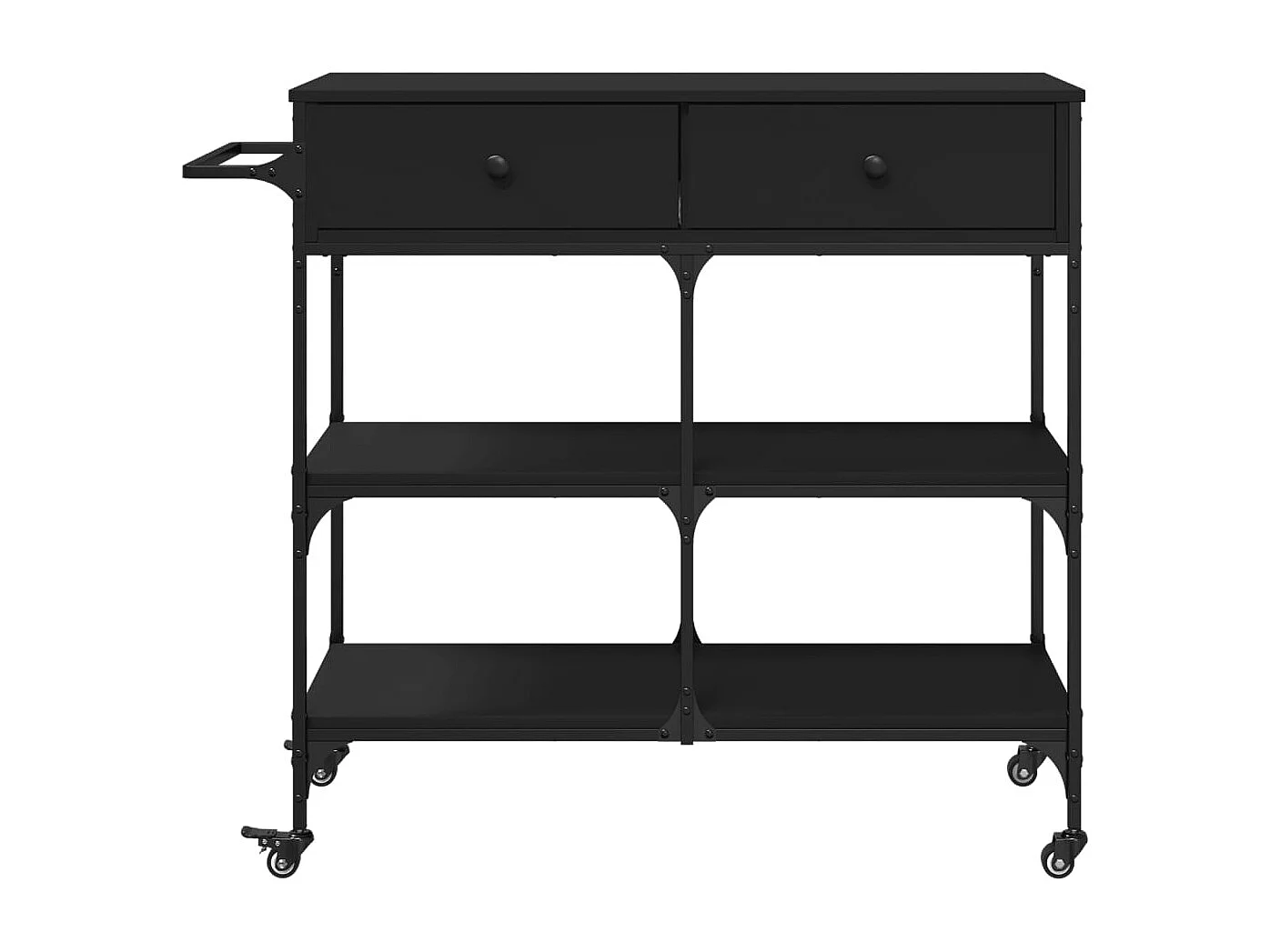 Chariot de cuisine noir 105x42x95 cm bois d'ingénierie