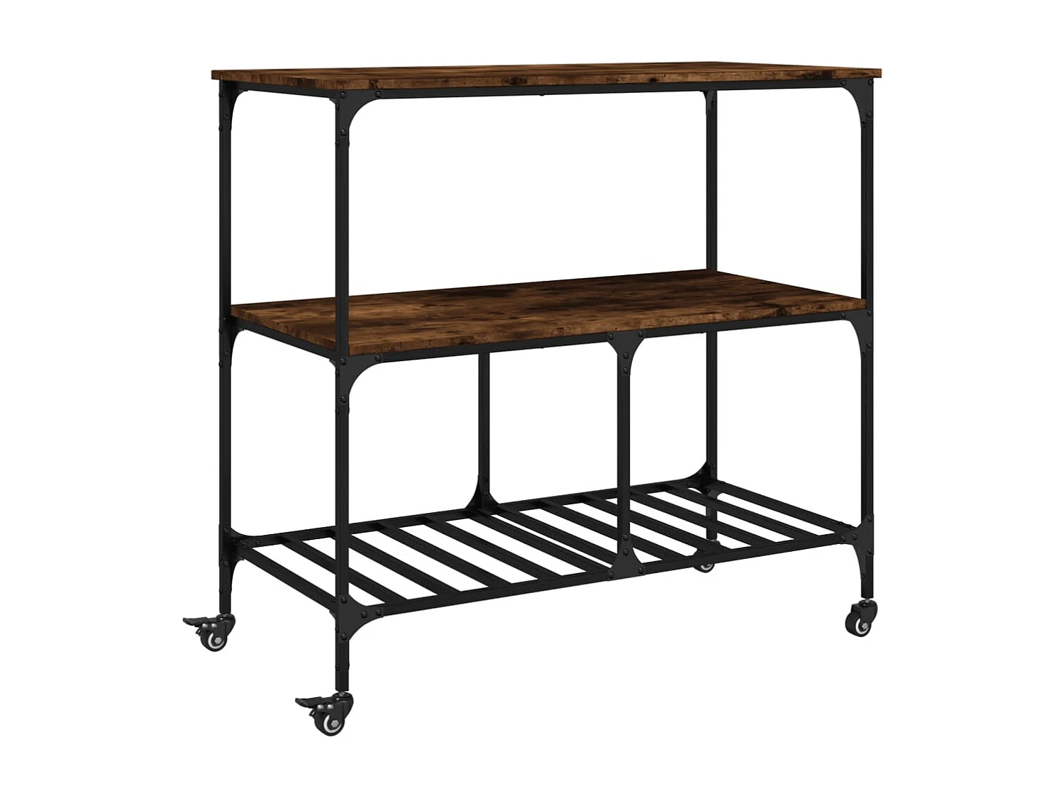 Carrito de cocina madera ingeniería roble ahumado 100x50x95 cm