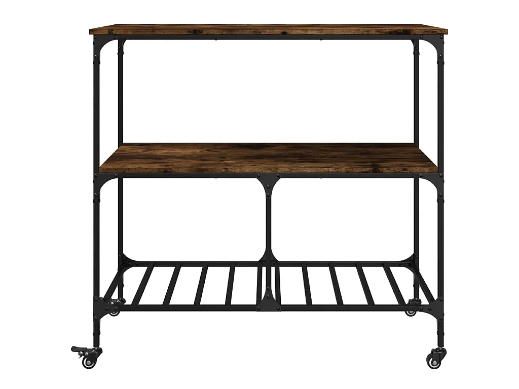Chariot de cuisine chêne fumé 100x50x95 cm bois d'ingénierie