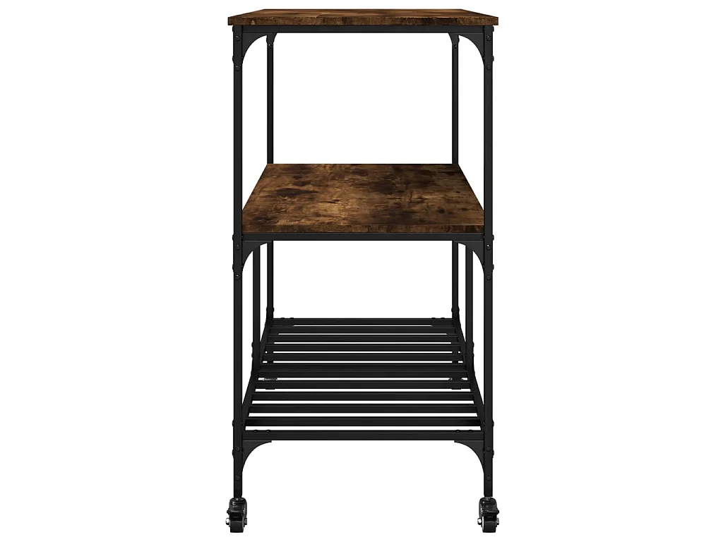 Chariot de cuisine chêne fumé 100x50x95 cm bois d'ingénierie