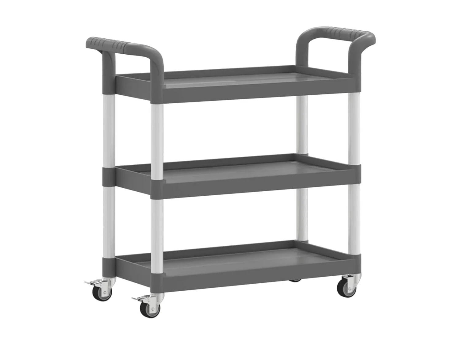 Trolley 3-laags 77x34x72 cm aluminium grijs